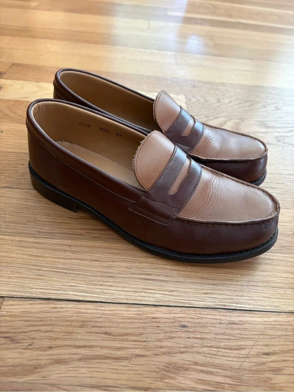 Women’s French Leather Loafers, Size 37/US 7
